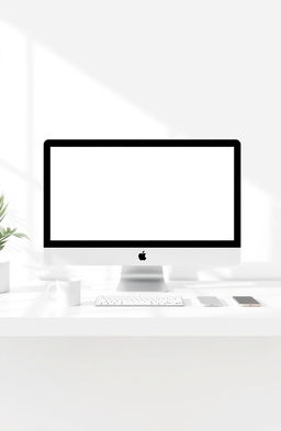 A striking visualization of digital minimalism, featuring a sleek, modern workspace with a clean, uncluttered desk setup