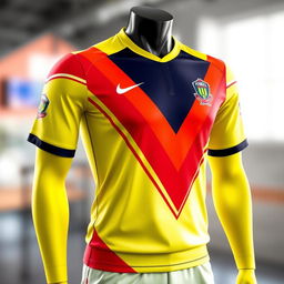 A vibrant and dynamic depiction of a sports jersey, featuring a modern design with bold colors and sleek lines