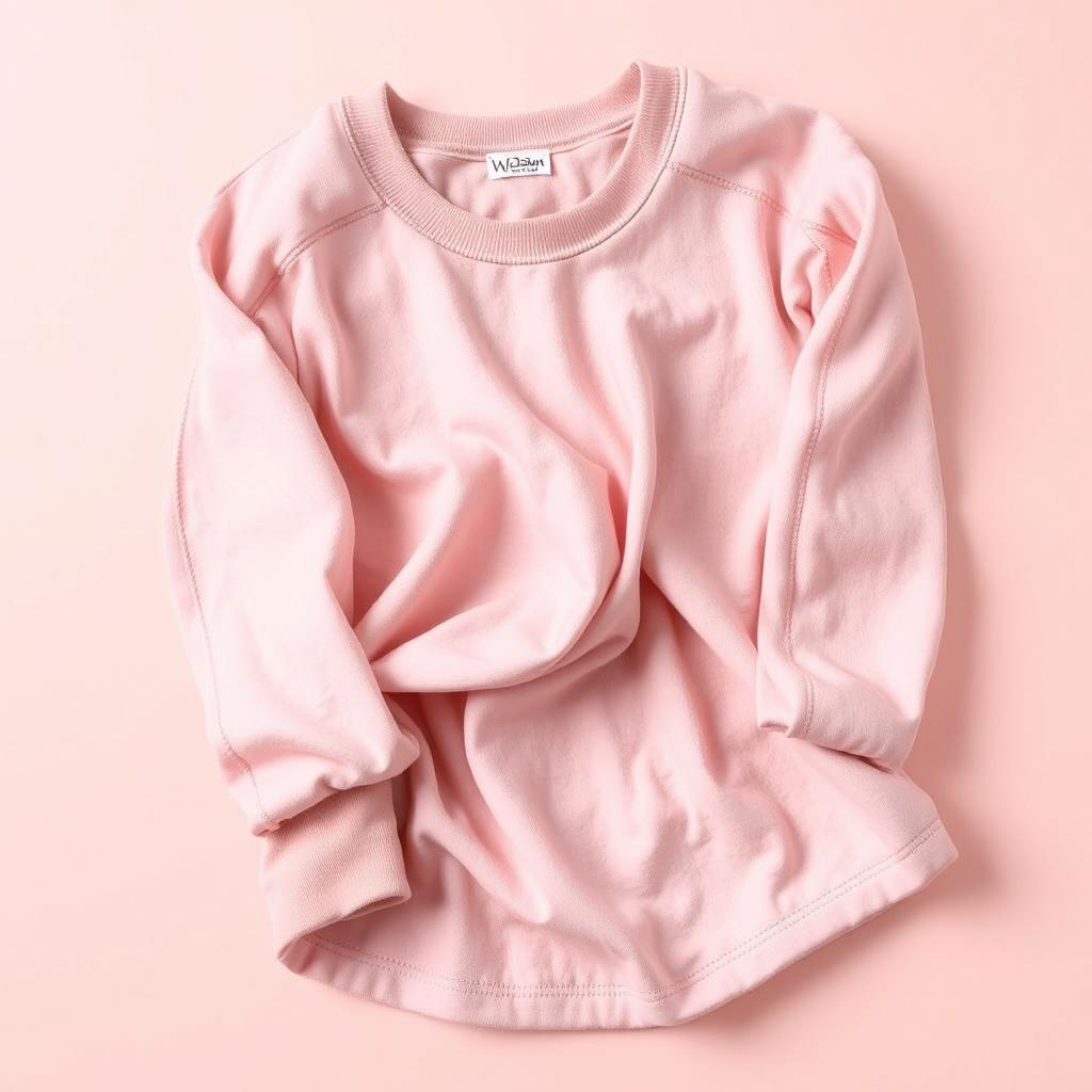 A beautifully designed pink jersey, nude in color tone, laid gracefully against a soft pastel background