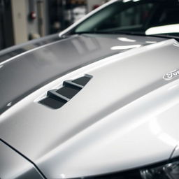 A close-up shot of a Ford Fusion showcasing its distinctive hood vents, designed for aerodynamic performance and enhancing engine cooling