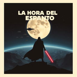 A Star Wars style poster featuring the title "LA HORA DEL ESPANTO" prominently displayed in the iconic font style