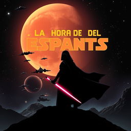 A Star Wars style poster featuring the title "LA HORA DEL ESPANTO" prominently displayed in the iconic font style