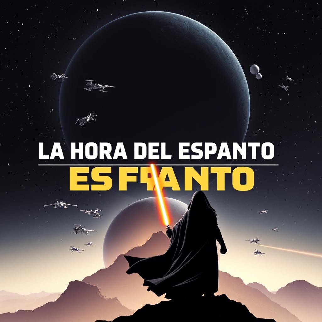 A Star Wars style poster featuring the title "LA HORA DEL ESPANTO" prominently displayed in the iconic font style