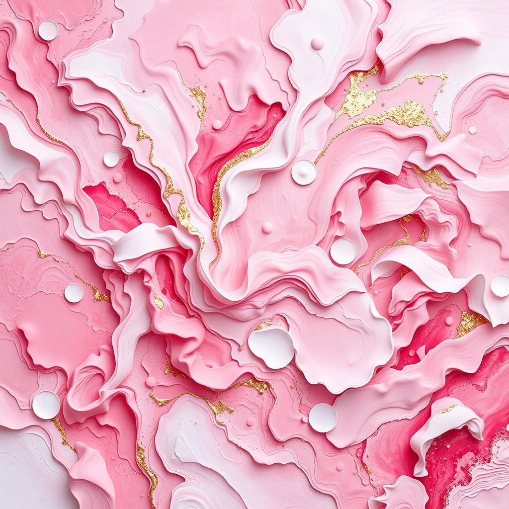 A captivating abstract artwork focusing on the theme of femininity and delicacy, characterized by various shades of pink