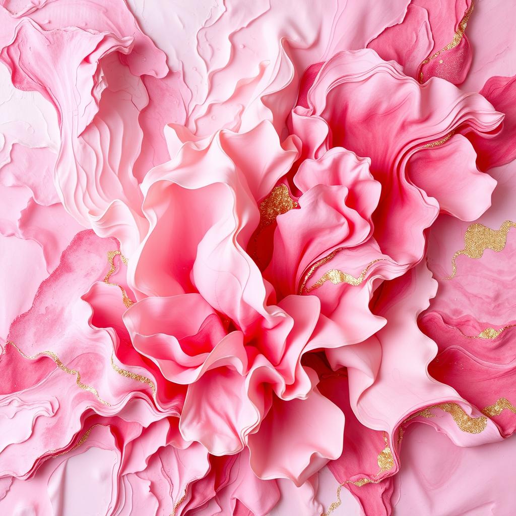 A captivating abstract artwork focusing on the theme of femininity and delicacy, characterized by various shades of pink