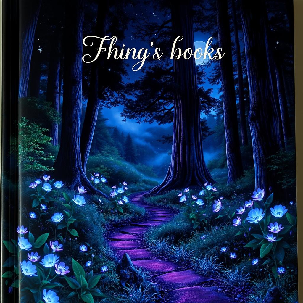 A captivating book cover featuring a mystical forest illuminated by soft moonlight