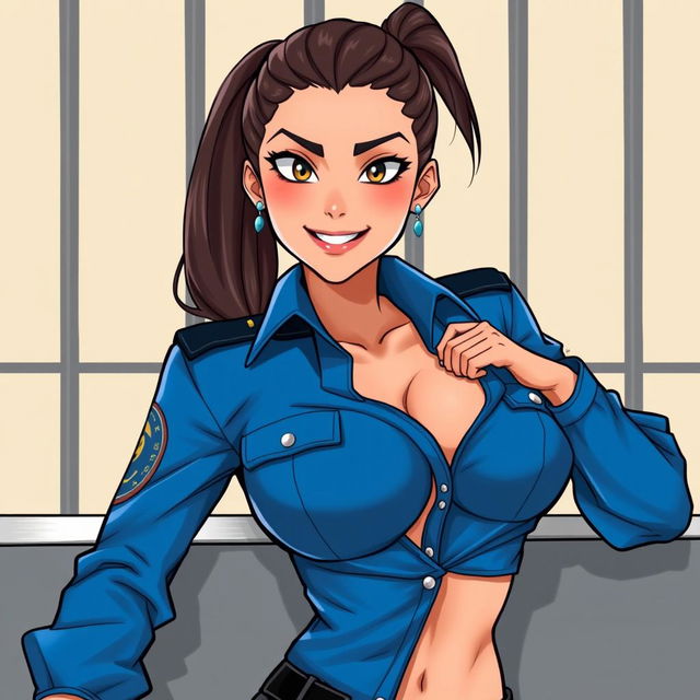 A character inspired by Kira Kosarin depicted as a sexy police officer