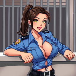 A character inspired by Kira Kosarin depicted as a sexy police officer