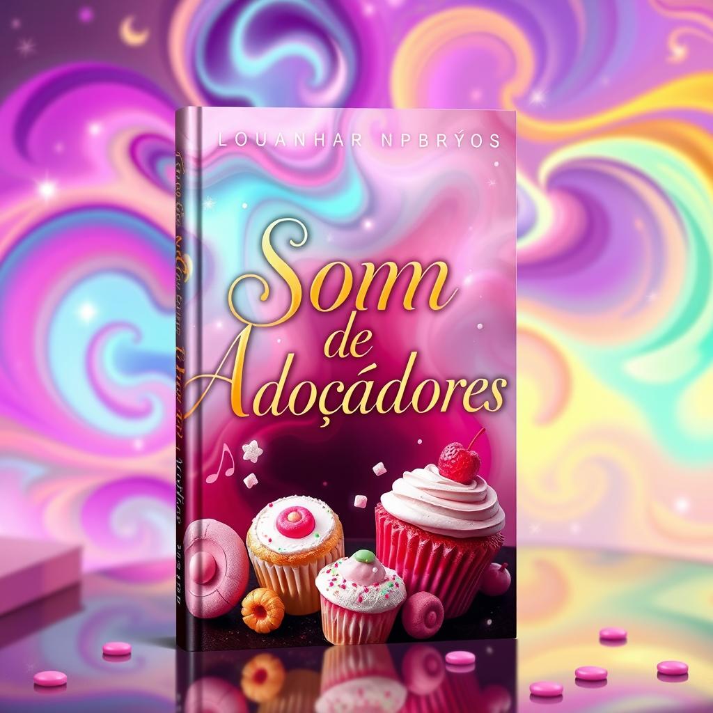 A captivating book cover featuring the title 'Som de Adoçadores' in an elegant, stylized font