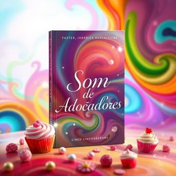 A captivating book cover featuring the title 'Som de Adoçadores' in an elegant, stylized font