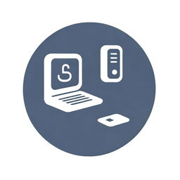 Design an icon symbolizing 'computer language'. The icon should include a monitor or a keyboard with programming code snippets and possibly other recognisable symbols of programming languages.