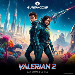 A dynamic movie poster for the sequel 'Valerian 2' produced by EuropaCorp