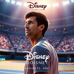 A cinematic poster for a fictional biopic film about Novak Djokovic produced by Disney