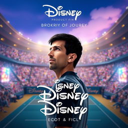 A cinematic poster for a fictional biopic film about Novak Djokovic produced by Disney