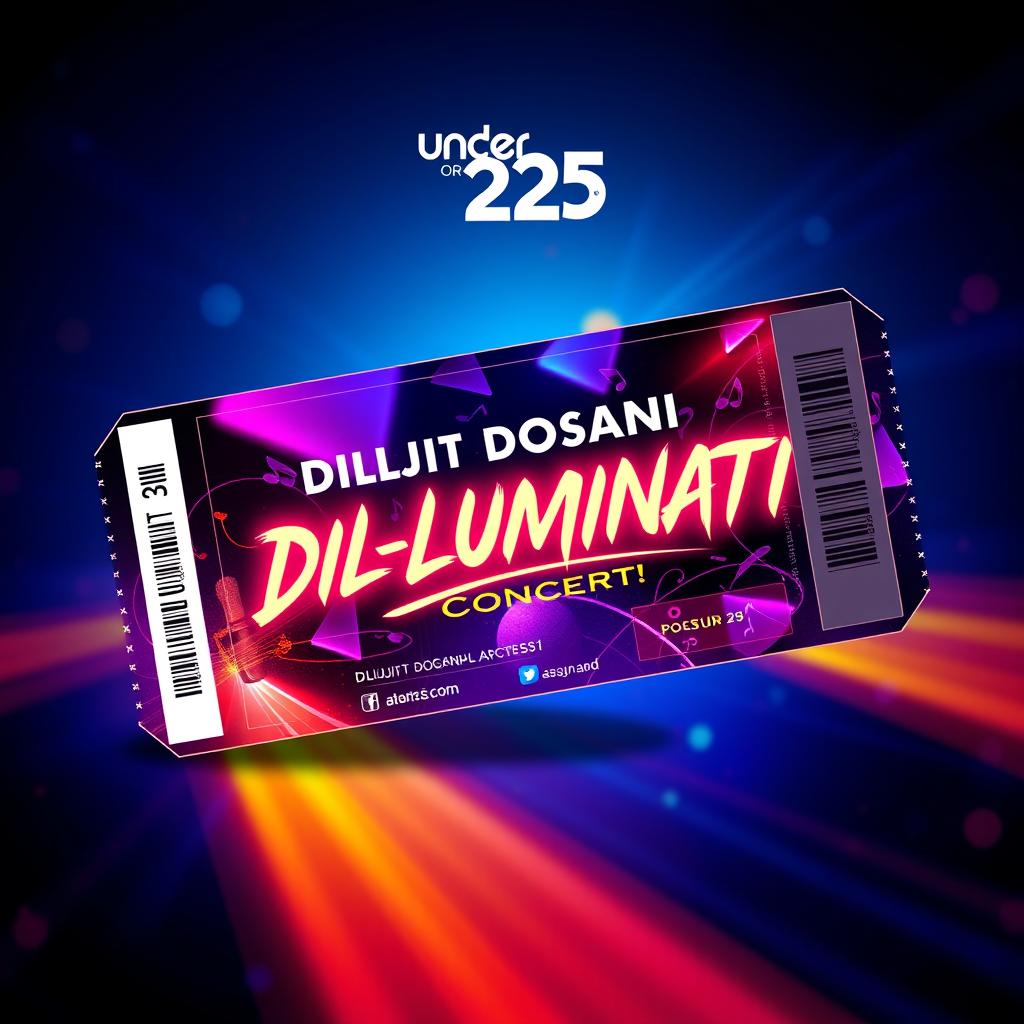 A digital concert ticket design for Diljit Dosanjh's "Dil-Luminati" concert