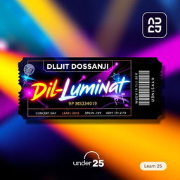 A digital concert ticket design for Diljit Dosanjh's "Dil-Luminati" concert