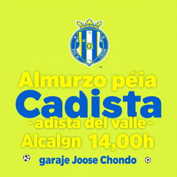 A brightly designed poster featuring the Cádiz CF team crest prominently