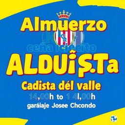 A brightly designed poster featuring the Cádiz CF team crest prominently