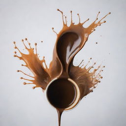 A vivid image of a person accidentally spilling their coffee, transforming the instant into a moment of unexpected art. The coffee splashes in an aesthetically pleasing pattern.