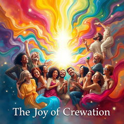 An artistic interpretation of 'The Joy of Creation', featuring a vibrant explosion of colors symbolizing creativity and inspiration