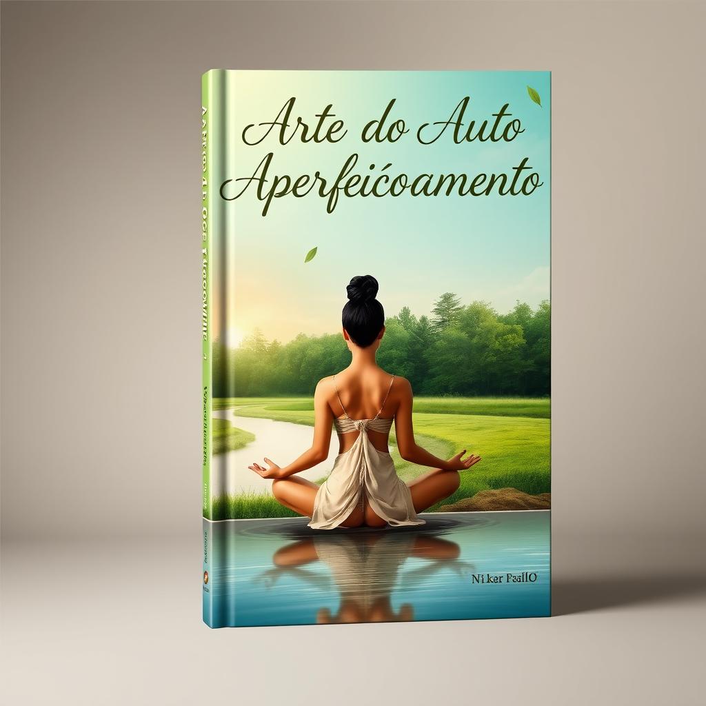 A captivating book cover for "A Arte do Auto Aperfeiçoamento" featuring a serene and inspiring design