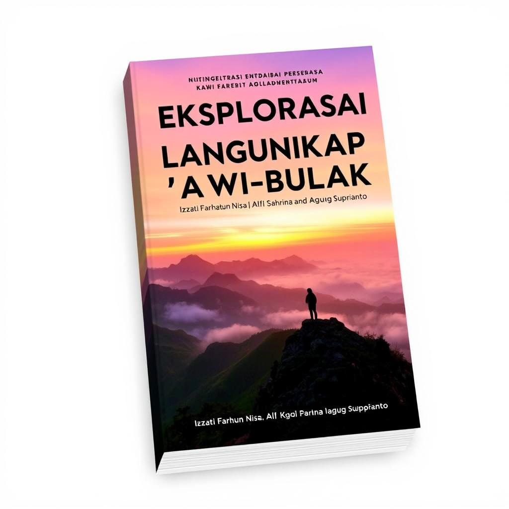 A5 book cover design for "EKSPLORASI PENDAKIAN LANSKAP PEGUNUNGAN KAWI-BUTAK" by authors Izzati Farhatun Nisa, Alfi Sahrina, and Agung Suprianto