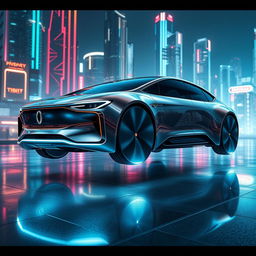 A futuristic car design, showcasing sleek, aerodynamic lines and advanced technology features