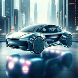 A futuristic car design, showcasing sleek, aerodynamic lines and advanced technology features