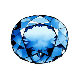 A Chinese ink drawing of a blue sapphire, detailed and artistic, transparent background (PNG format).