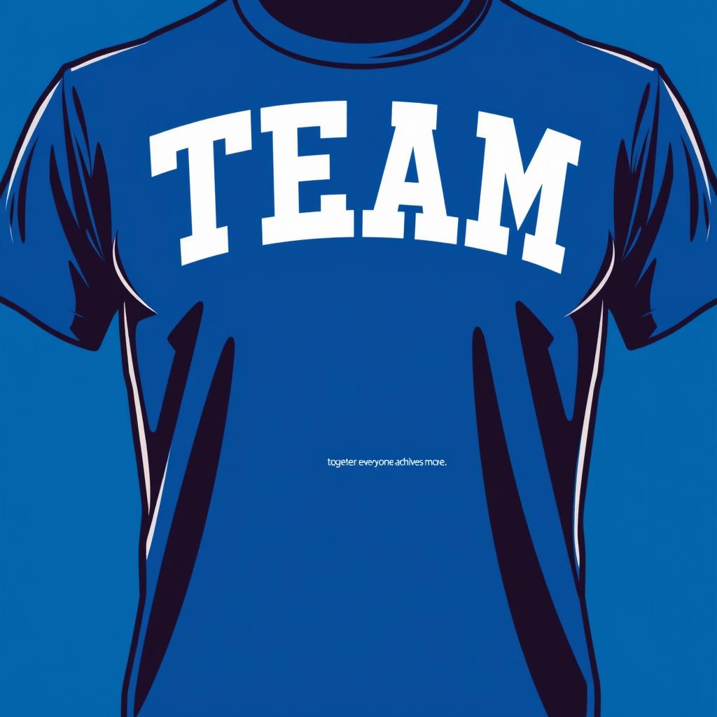 A sleek and modern t-shirt design featuring the word "TEAM" in bold, dynamic letters across the chest