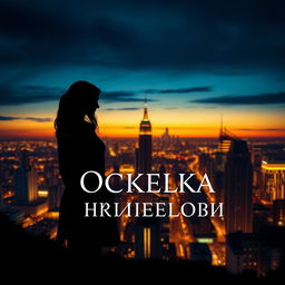 A captivating book cover for a novel titled 'Сделка под прицелом', featuring the silhouette of a girl standing against the backdrop of a bustling cityscape at twilight