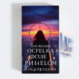 A captivating book cover for a novel titled 'Сделка под прицелом', featuring the silhouette of a girl standing against the backdrop of a bustling cityscape at twilight