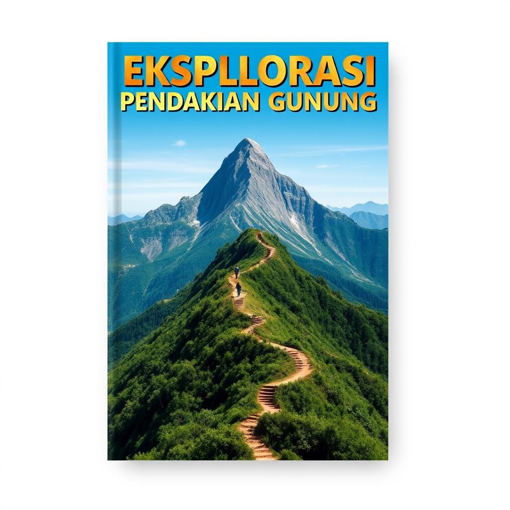 A5 book cover design for a book about "EKSPLORASI PENDAKIAN GUNUNG"