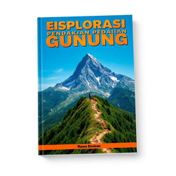 A5 book cover design for a book about "EKSPLORASI PENDAKIAN GUNUNG"