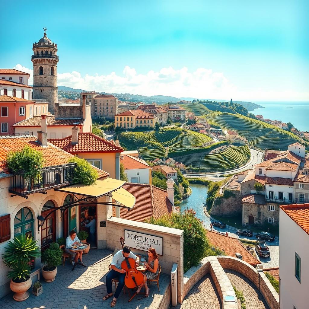 A picturesque and captivating depiction of Portugal, showcasing its diverse landscapes and historical architecture