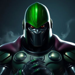 A Fortnite scene featuring the Doctor Doom character looking mysterious and directly into the camera