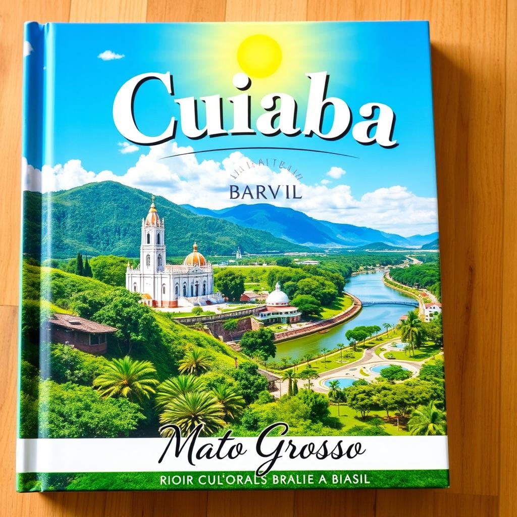 A vibrant book cover featuring a stunning landscape view of Cuiaba, Mato Grosso, Brazil