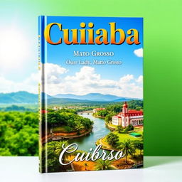 A vibrant book cover featuring a stunning landscape view of Cuiaba, Mato Grosso, Brazil