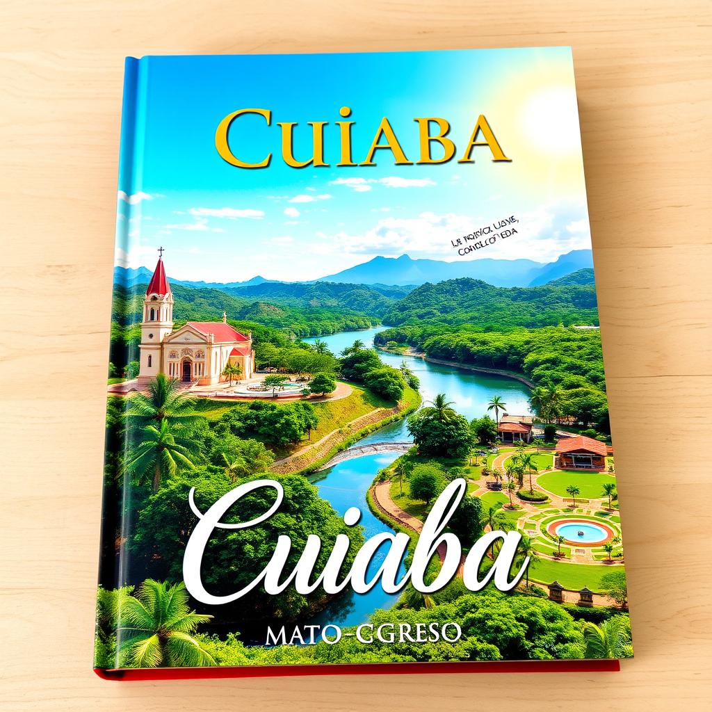 A vibrant book cover featuring a stunning landscape view of Cuiaba, Mato Grosso, Brazil