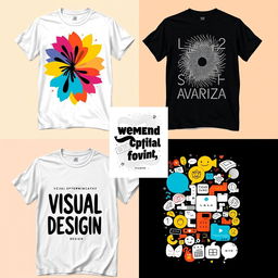 A collection of t-shirt designs based on the theme of visual communication design