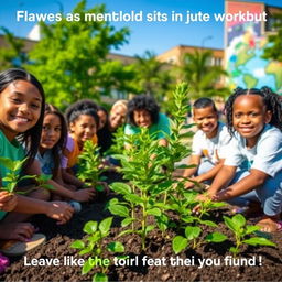 A powerful image symbolizing future aspirations of making a meaningful impact on the world, featuring a diverse group of volunteers planting trees in a community park