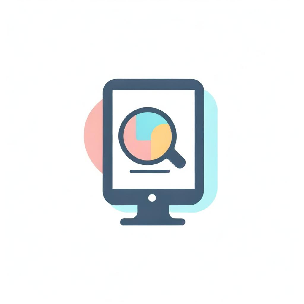 Generate an icon that depicts 'design on a computer'. The design should incorporate a computer monitor showcasing various creative elements, such as geometry, color palettes, or a pen tool, signifying digital creativity.