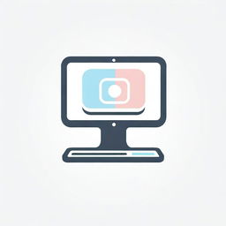 Generate an icon that depicts 'design on a computer'. The design should incorporate a computer monitor showcasing various creative elements, such as geometry, color palettes, or a pen tool, signifying digital creativity.