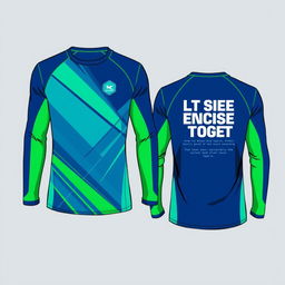 A long-sleeve sports t-shirt design featuring a modern, dynamic look