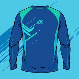 A long-sleeve sports t-shirt design featuring a modern, dynamic look