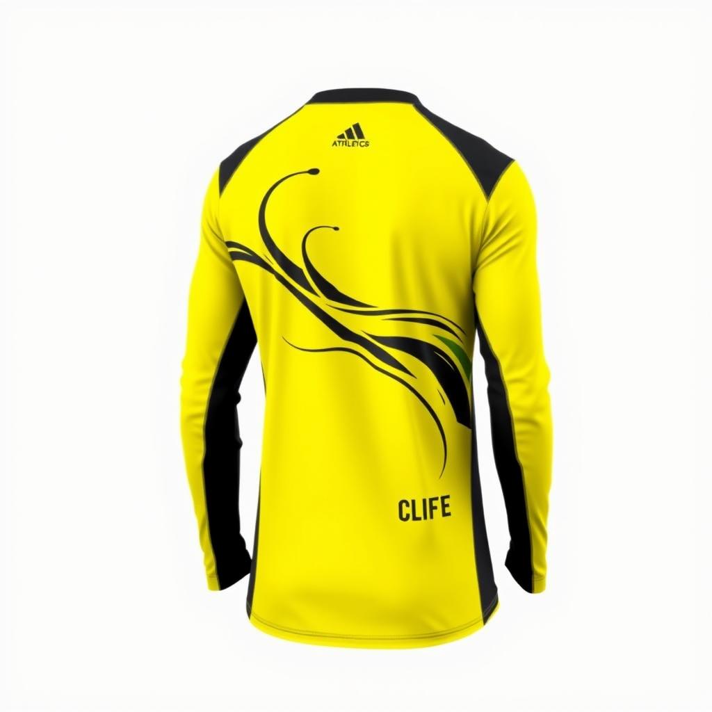 A long-sleeve sports t-shirt design featuring a contemporary and vibrant aesthetic