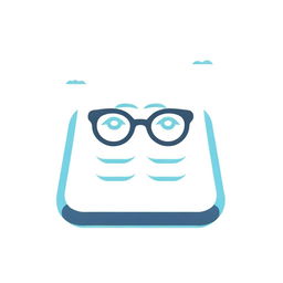 Create an icon illustrating the concept of 'readability'. The design should incorporate elements such as an open book overlaid with an eye or a pair of glasses, emphasizing clear and accessible text.