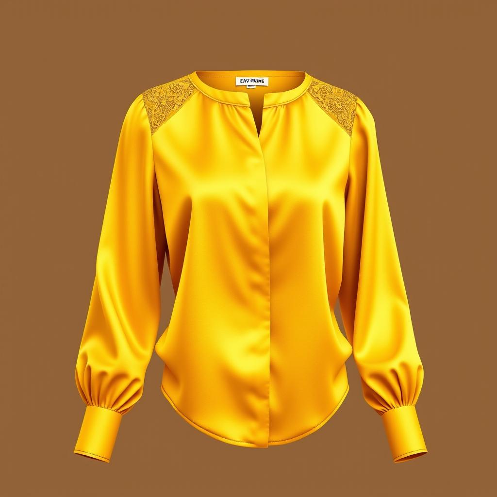 An elegant long-sleeve blouse design featuring a luxurious and sophisticated style