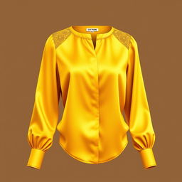 An elegant long-sleeve blouse design featuring a luxurious and sophisticated style