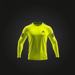 A long-sleeve athletic shirt designed by Adidas, featuring a vibrant and dynamic design in a bold yellow color